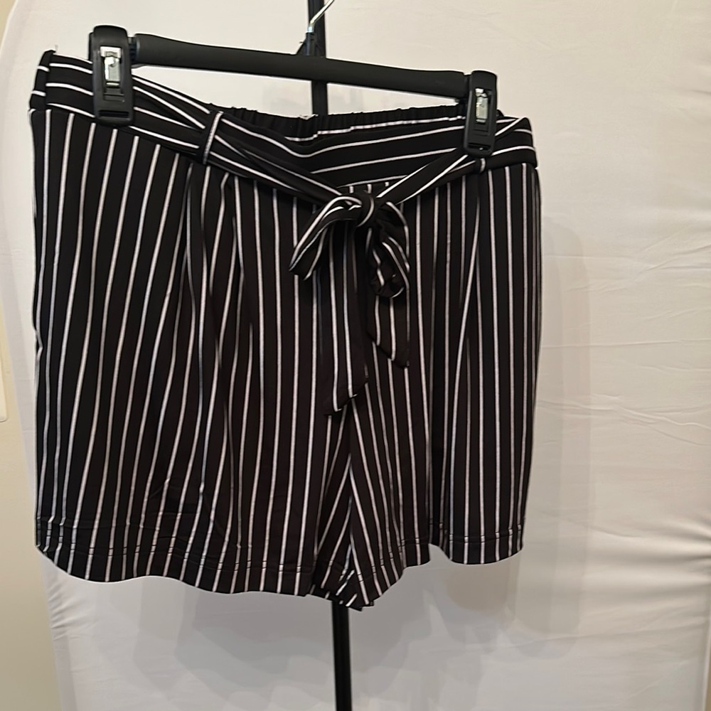 Robert Louis Black and White Striped Shorts